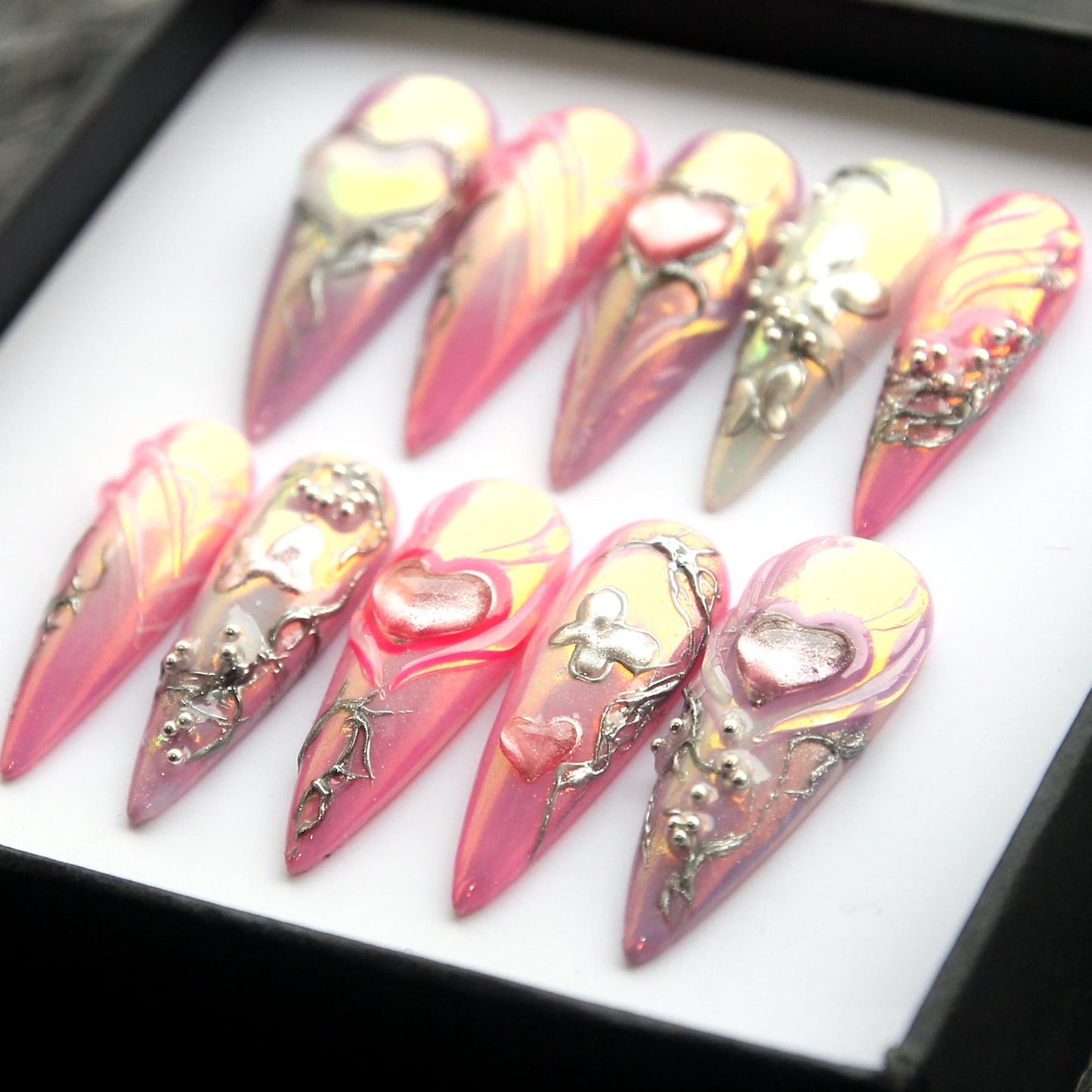 Aurora Pink Handmade Press on nails - Summer Nails