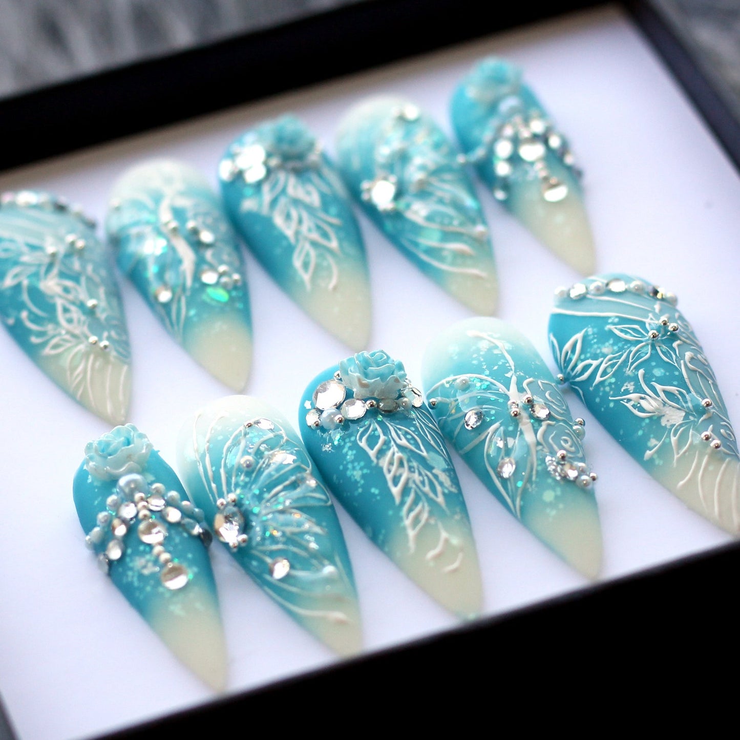 Blue Fairy Magical Handmade Press on nails - Summer Nails