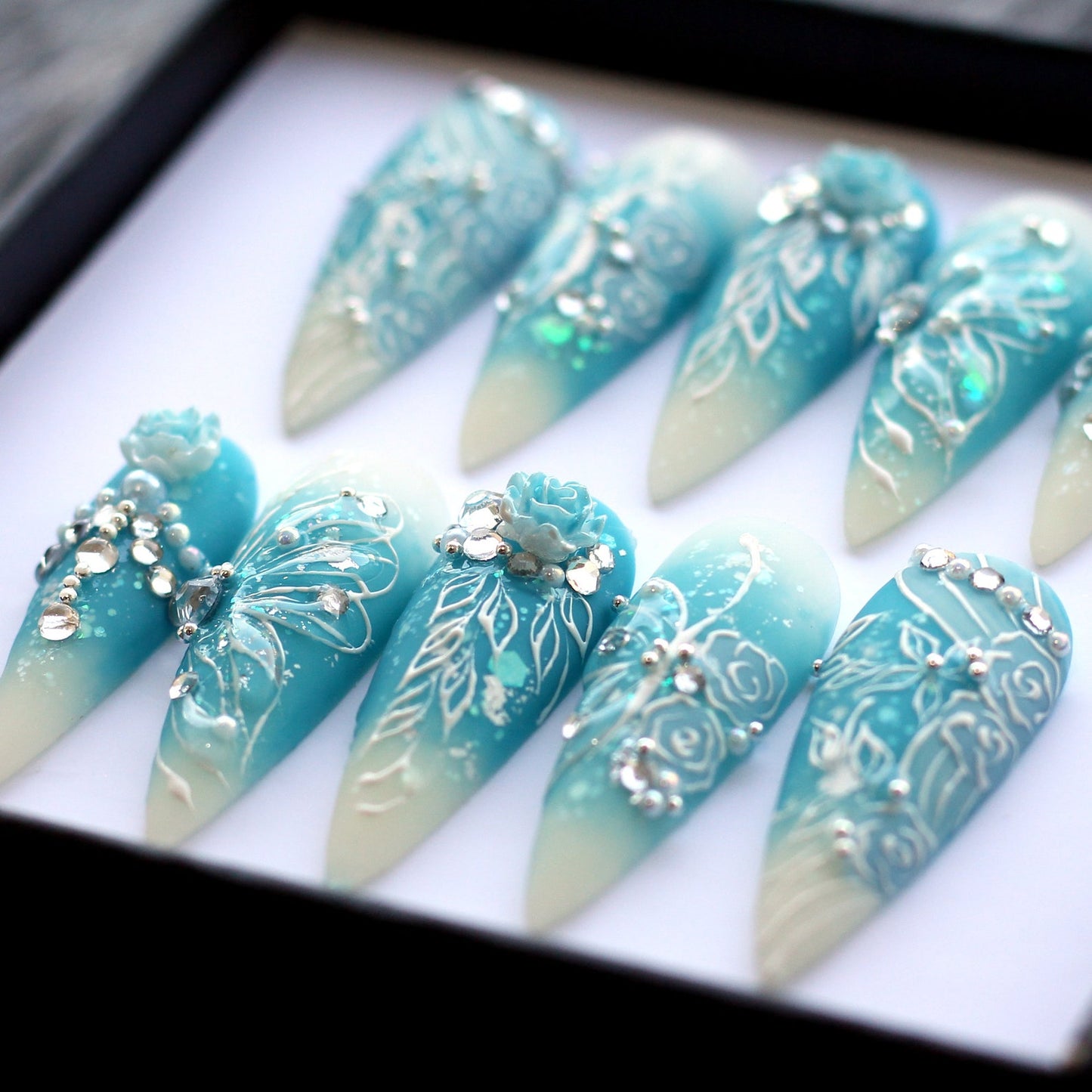 Blue Fairy Magical Handmade Press on nails - Summer Nails