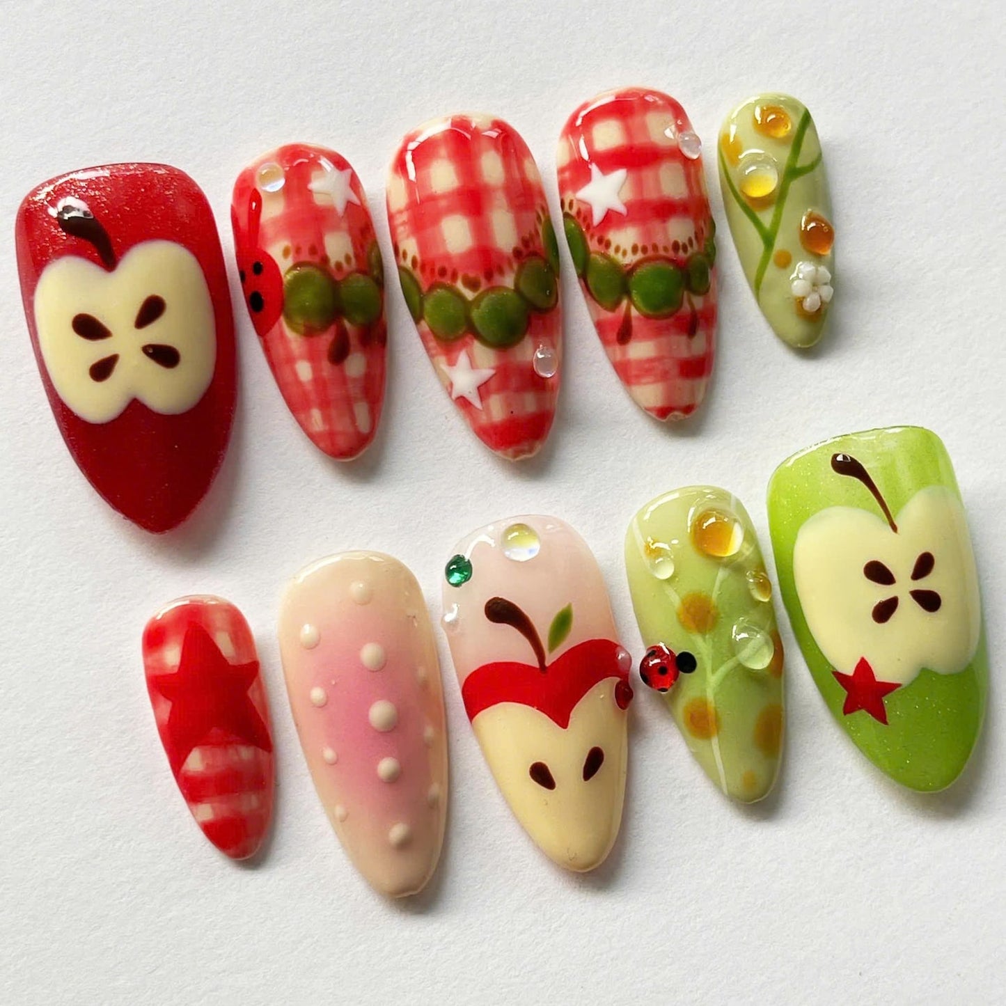 Hungry Caterpillar Handmade Press on nails - Summer Nails