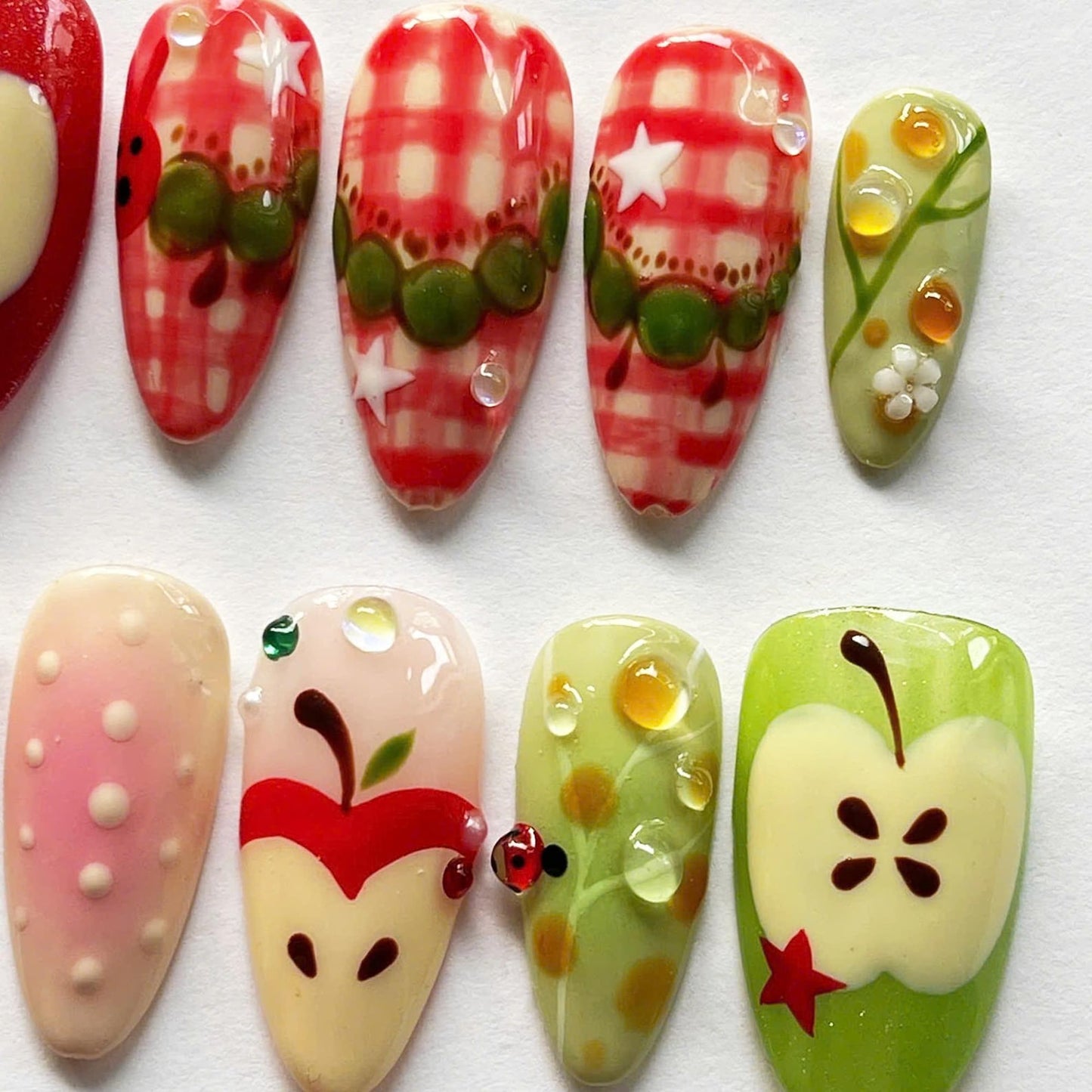 Hungry Caterpillar Handmade Press on nails - Summer Nails