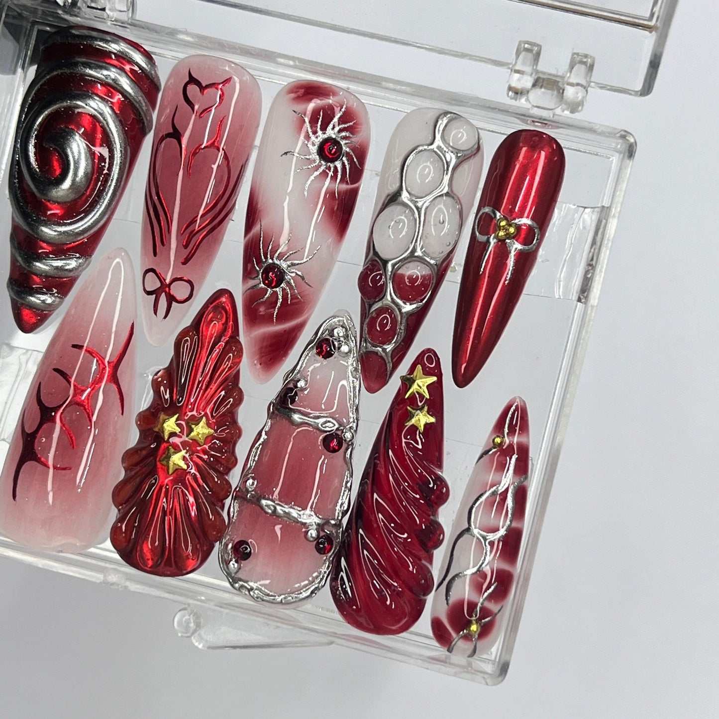 Red Aura Gothic Press on nails