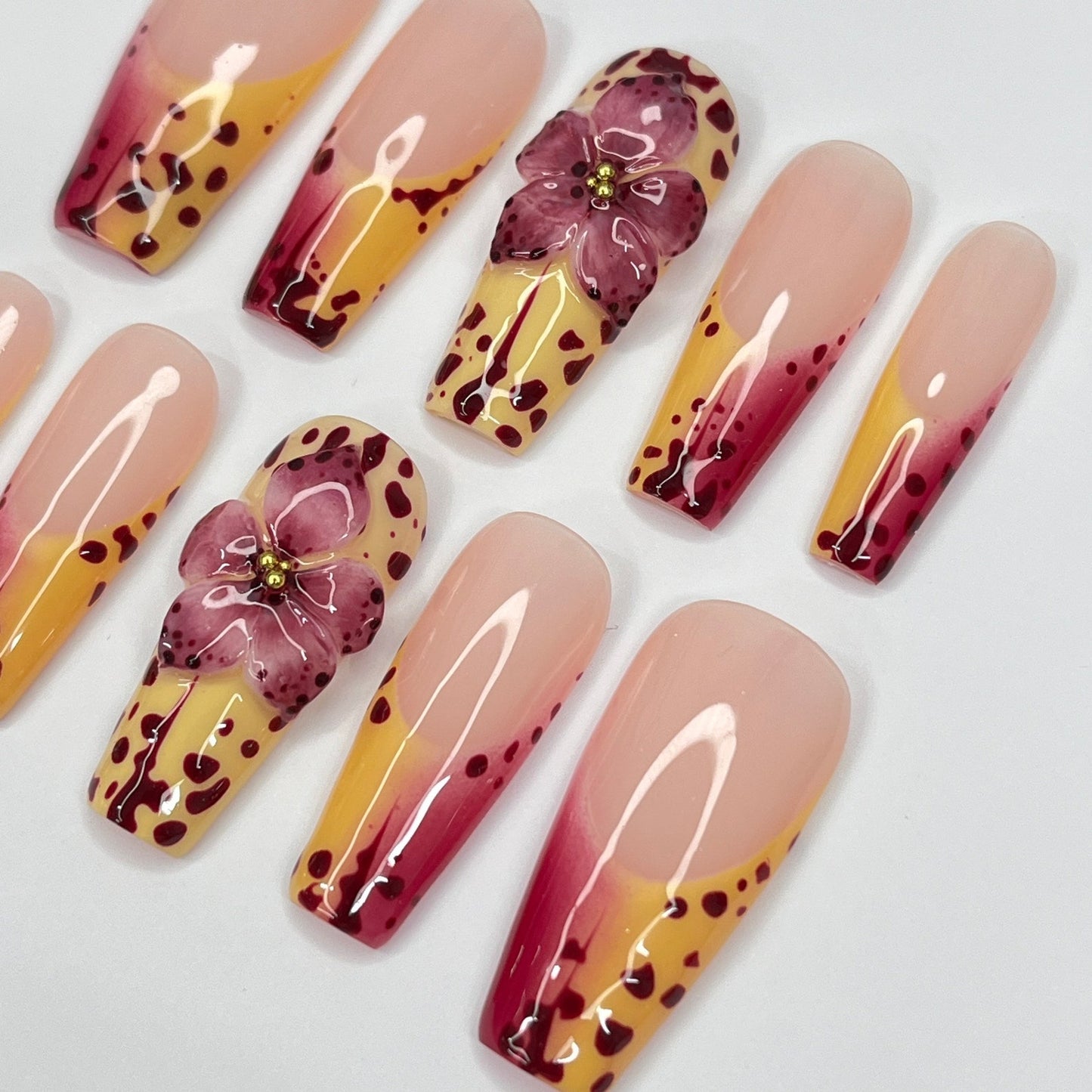 Summer Orchid Floral Press on nails