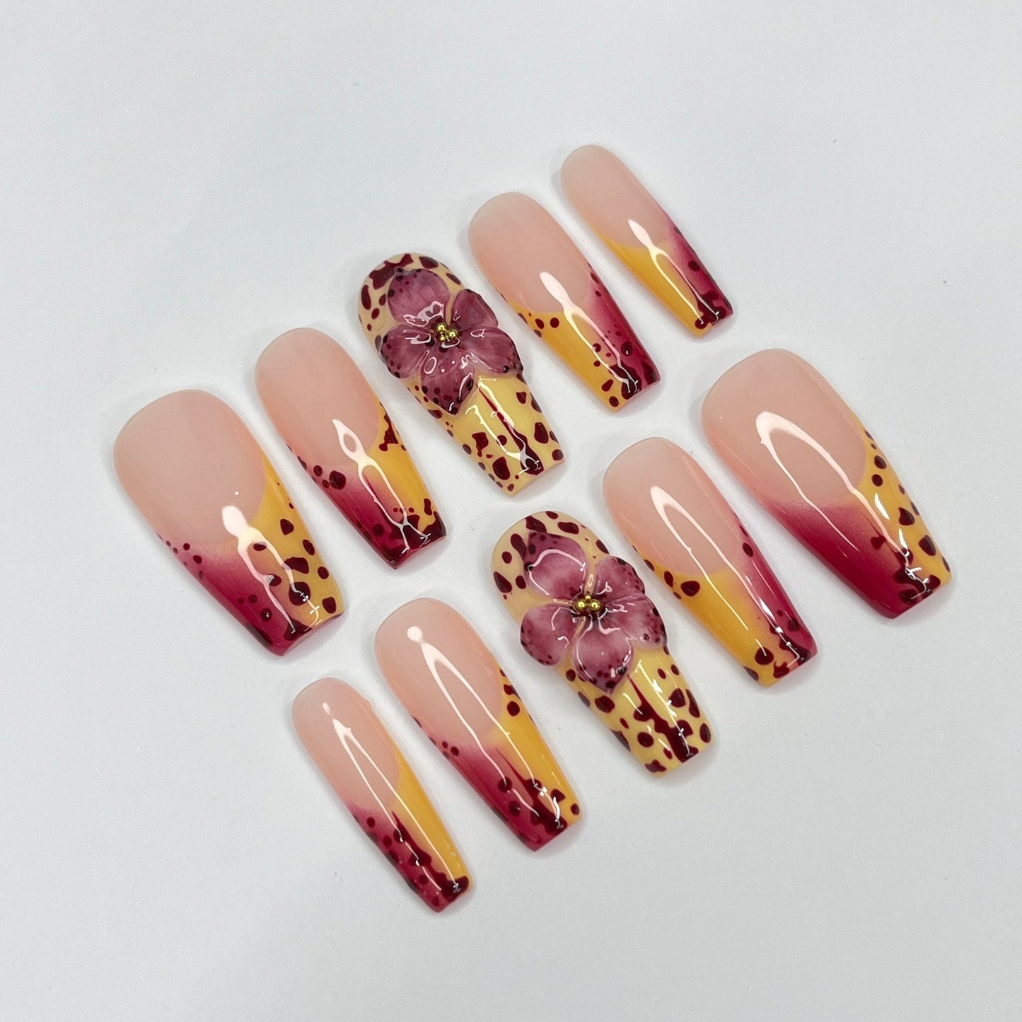 Summer Orchid Floral Press on nails