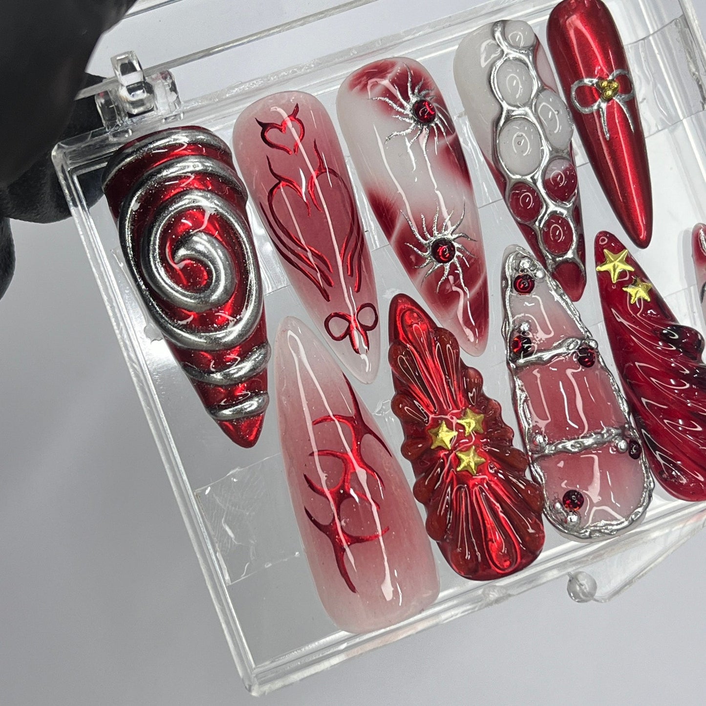 Red Aura Gothic Press on nails