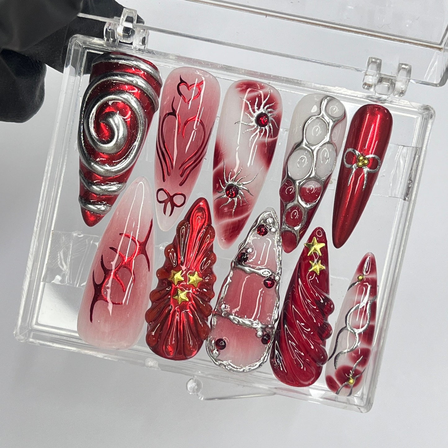Red Aura Gothic Press on nails