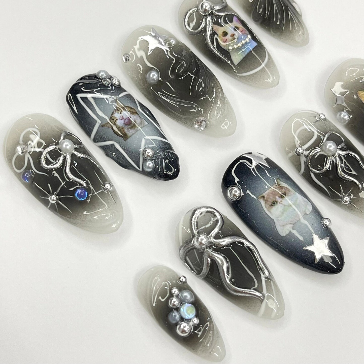 Black Cat Aura Gothic Press on nails