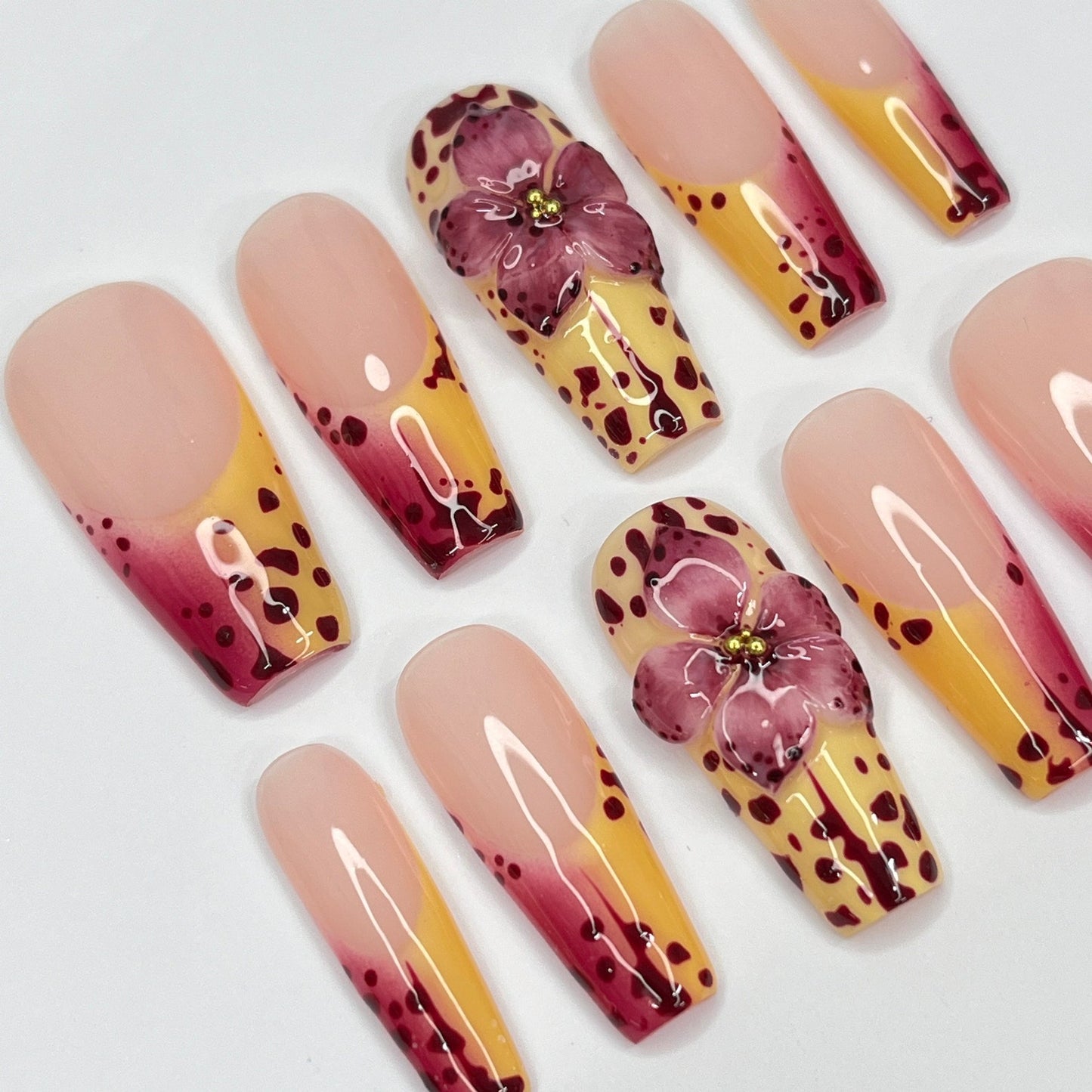 Summer Orchid Floral Press on nails