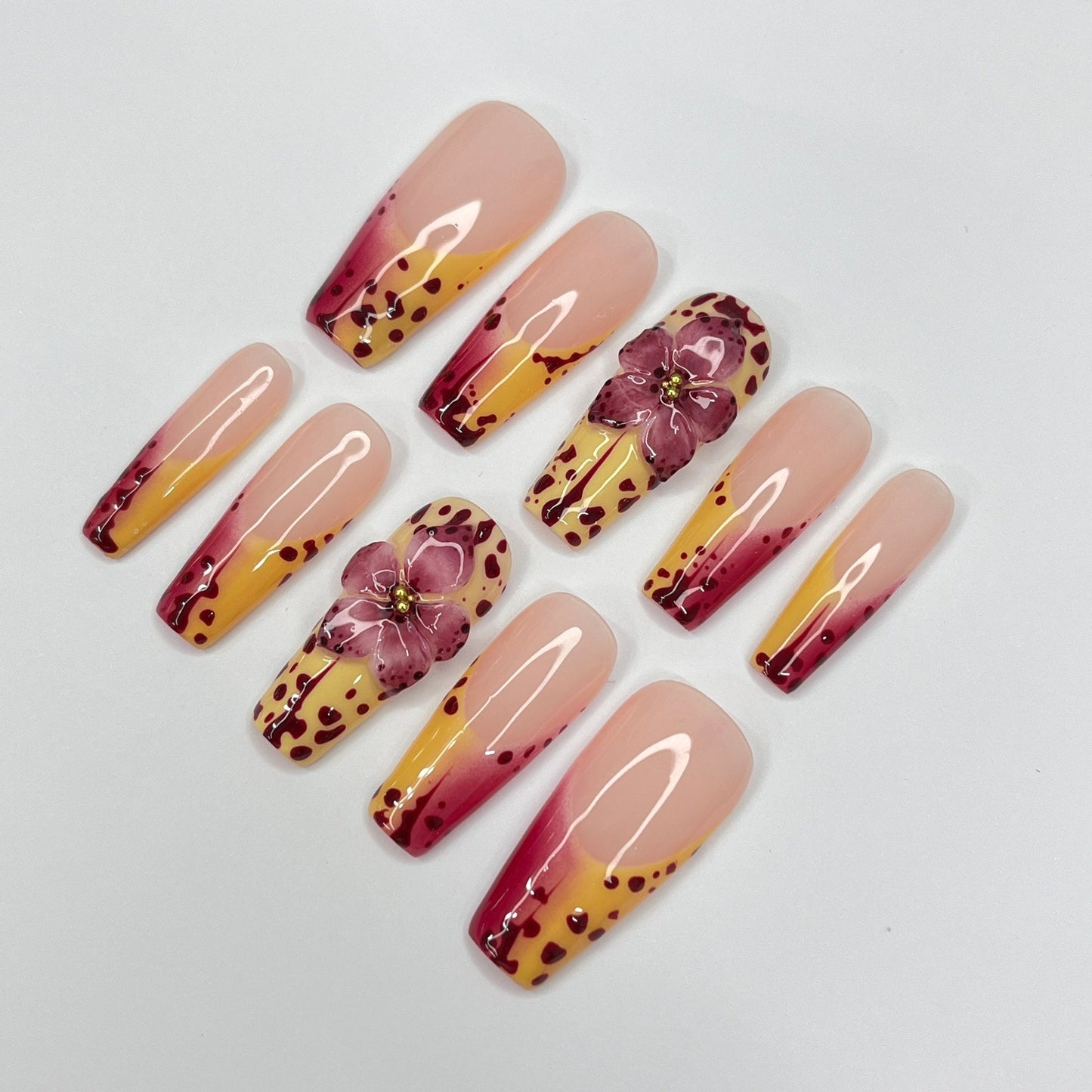 Summer Orchid Floral Press on nails