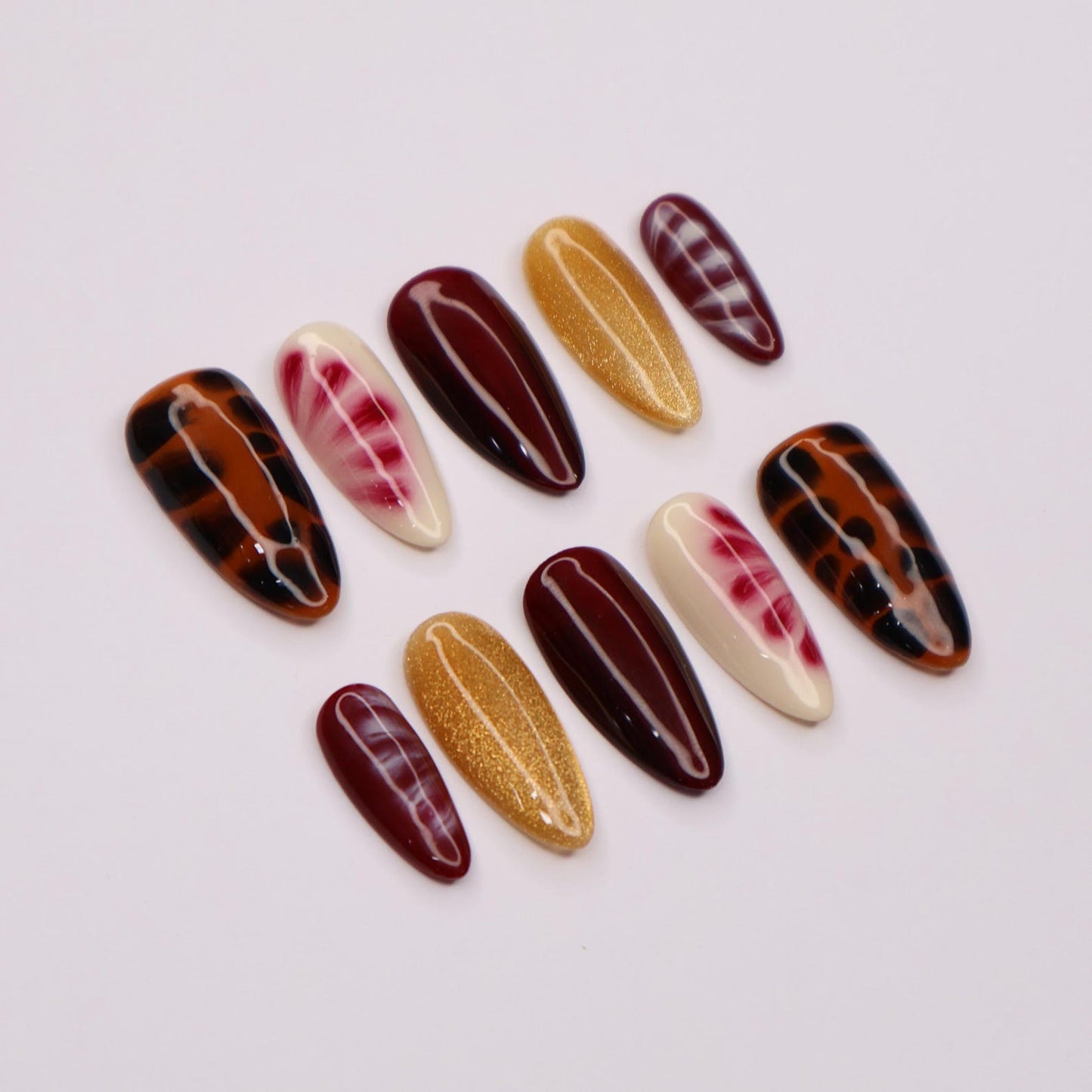 Blooming Brown Elegance Press on nails