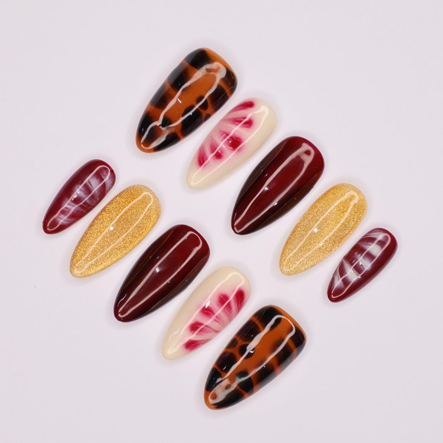 Blooming Brown Elegance Press on nails