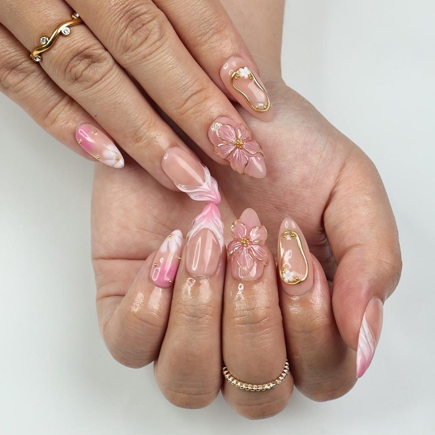 Blush Bloom Elegance Handmade Press on nails