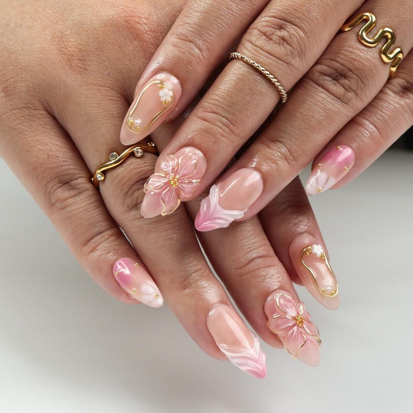 Blush Bloom Elegance Handmade Press on nails