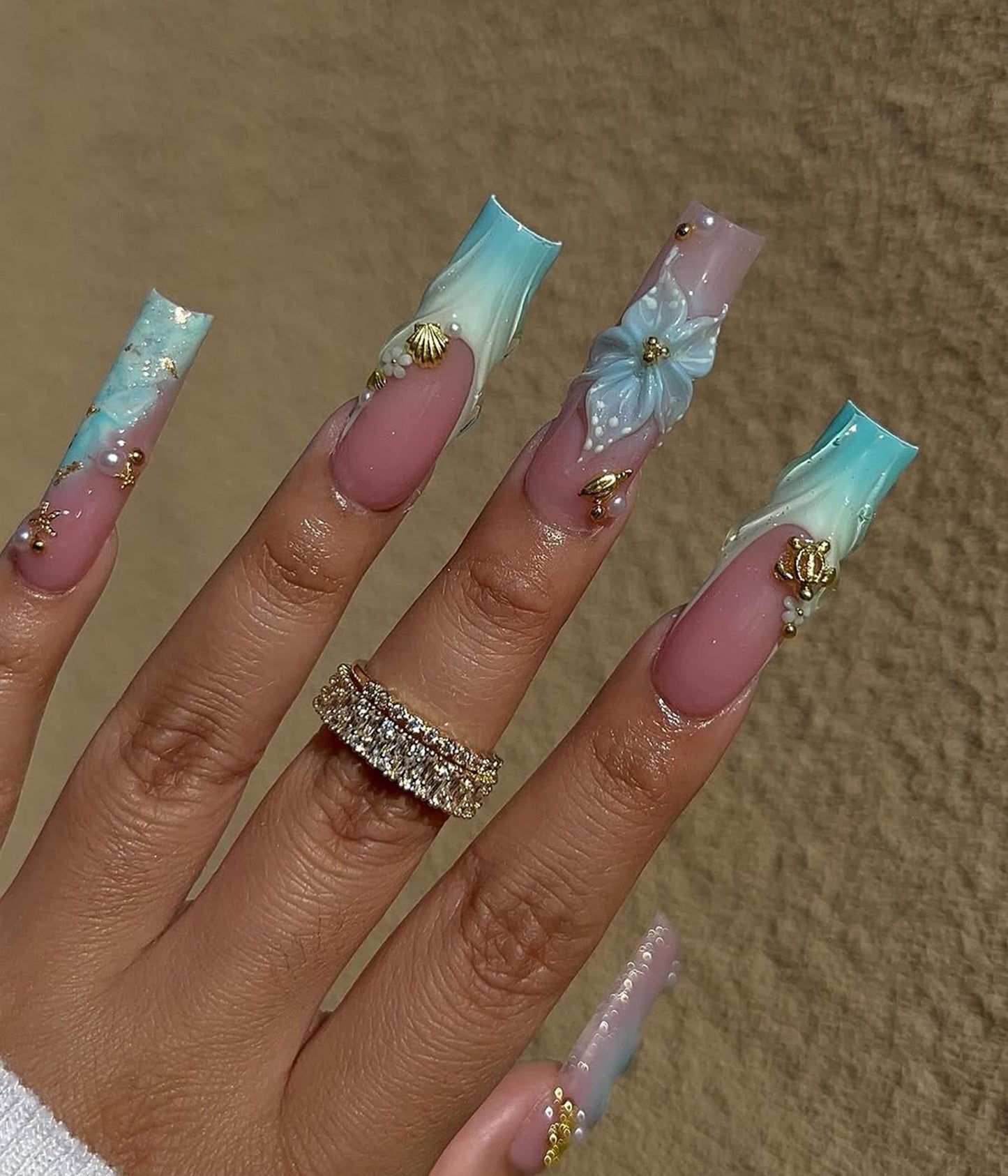 Blue Ocean Aqua Handmade Press on nails