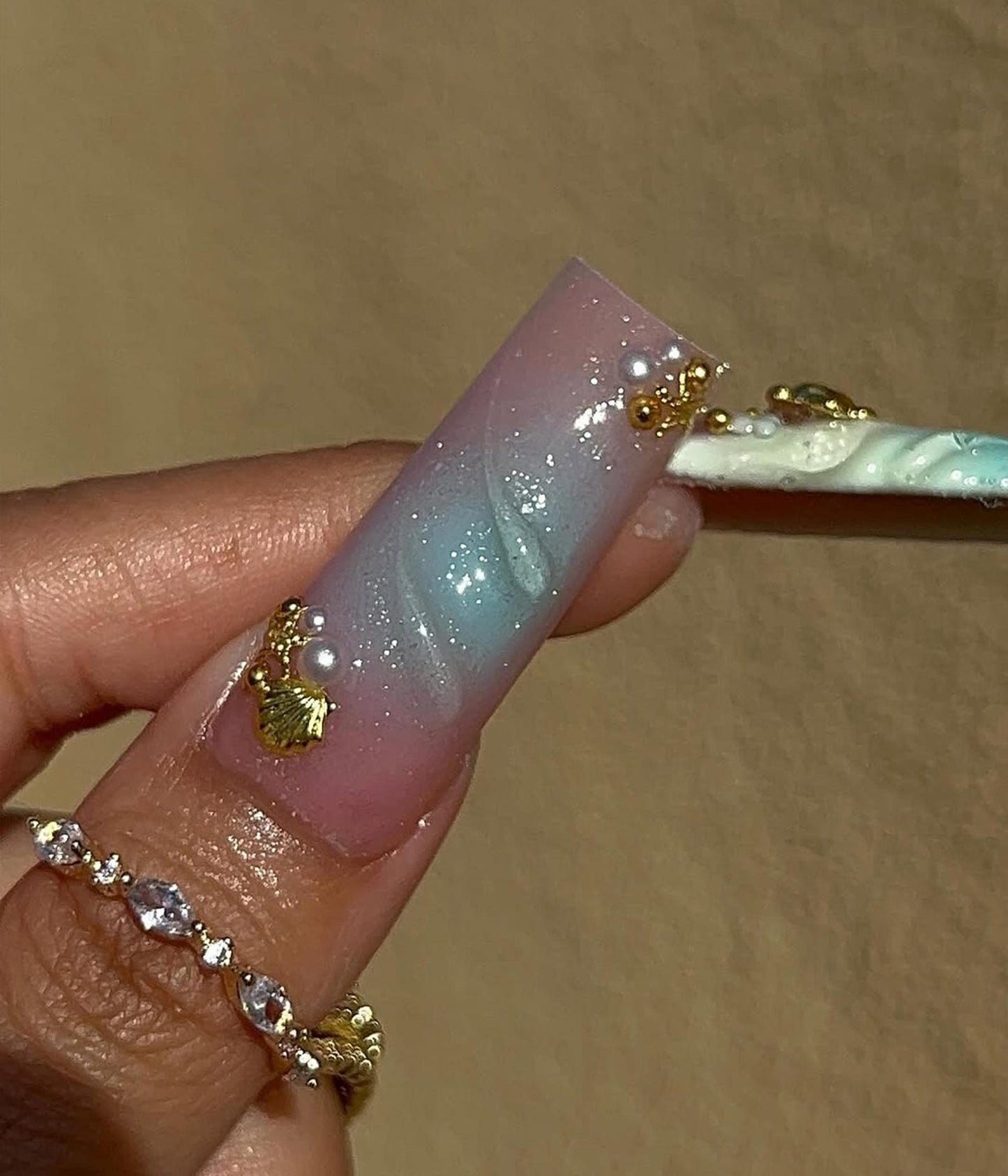 Blue Ocean Aqua Handmade Press on nails