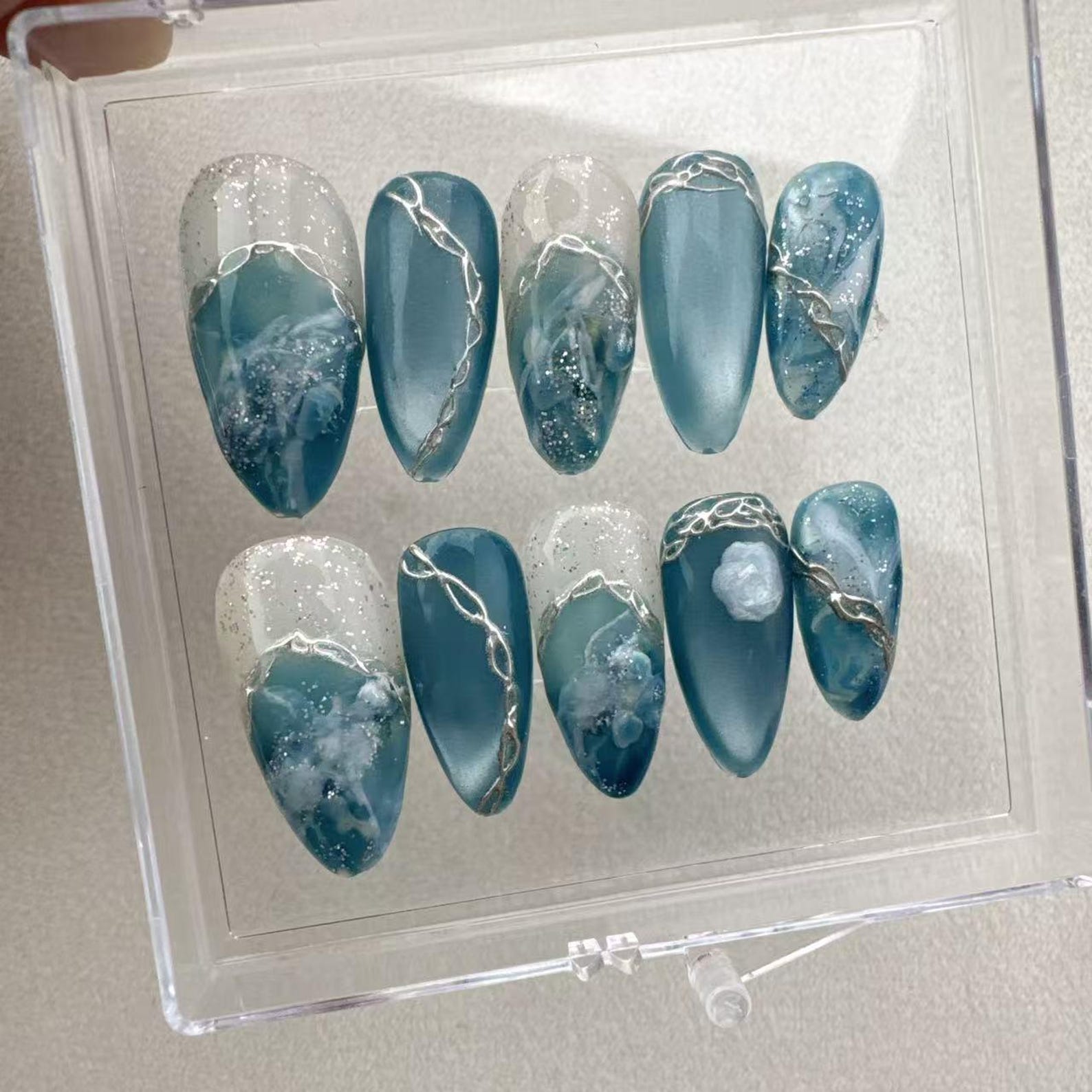 Blue Gothic Handmade Press on nails - Summer Nails
