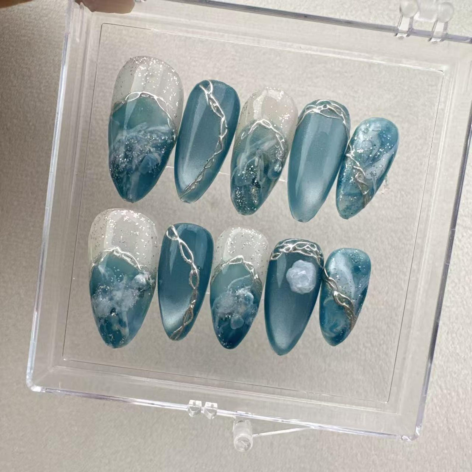 Blue Gothic Handmade Press on nails - Summer Nails
