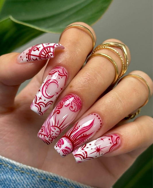 Boho-Chic Floral Handmade Press on nails - Summer Nails