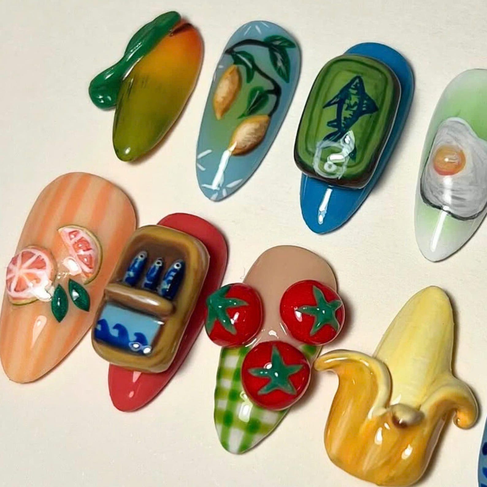 Bright Fun Handcrafted Handmade Press on nails - Summer Nails