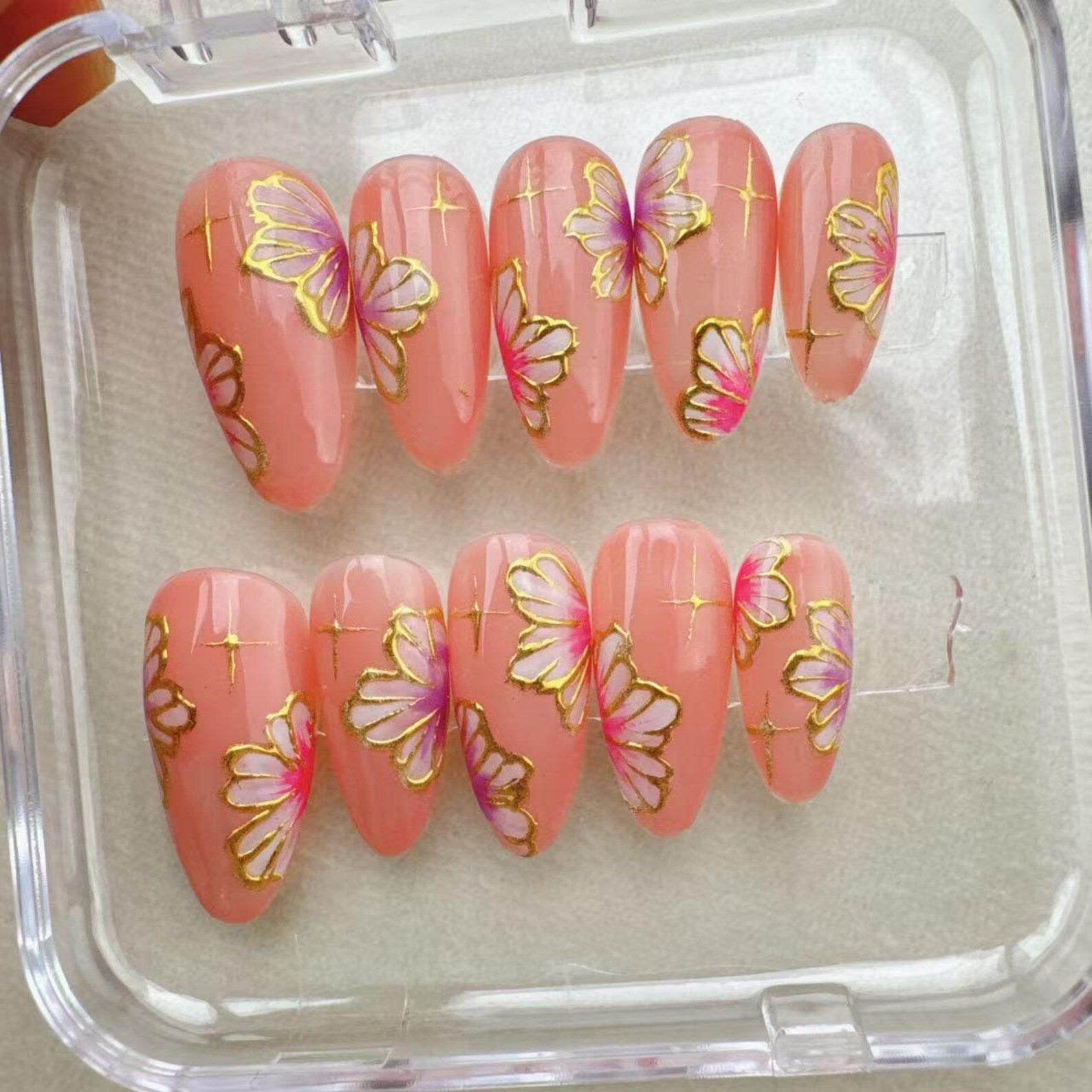 Butterfly Tropical Handmade Press on nails 