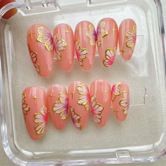 Butterfly Tropical Handmade Press on nails 