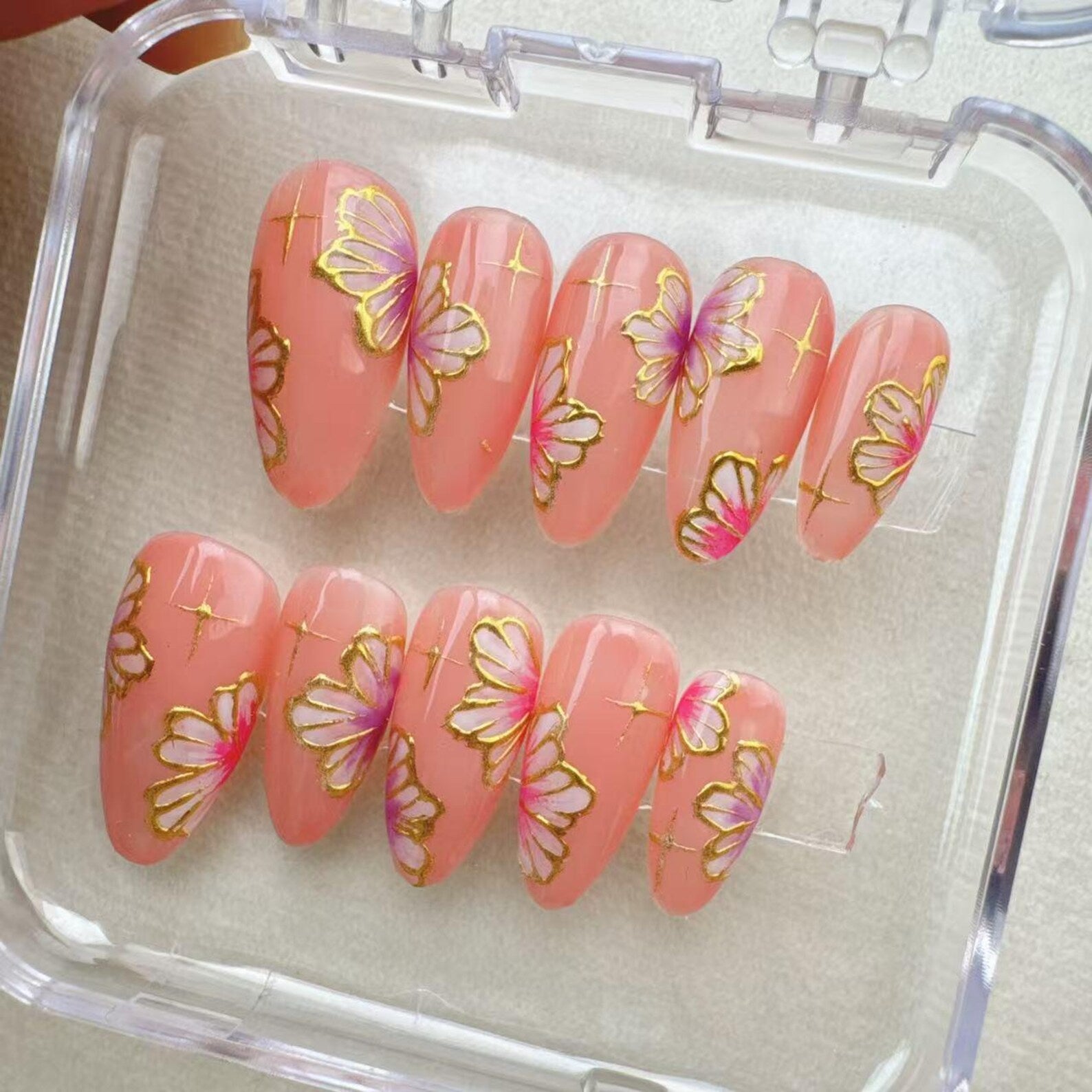 Butterfly Tropical Handmade Press on nails 