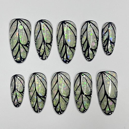 Butterfly Wings Handmade Press on nails - Summer Nails