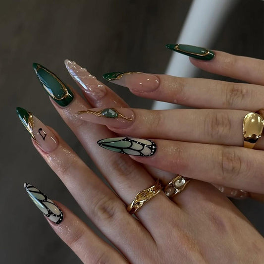 Butterfly Wings Handmade Press on nails - Summer Nails