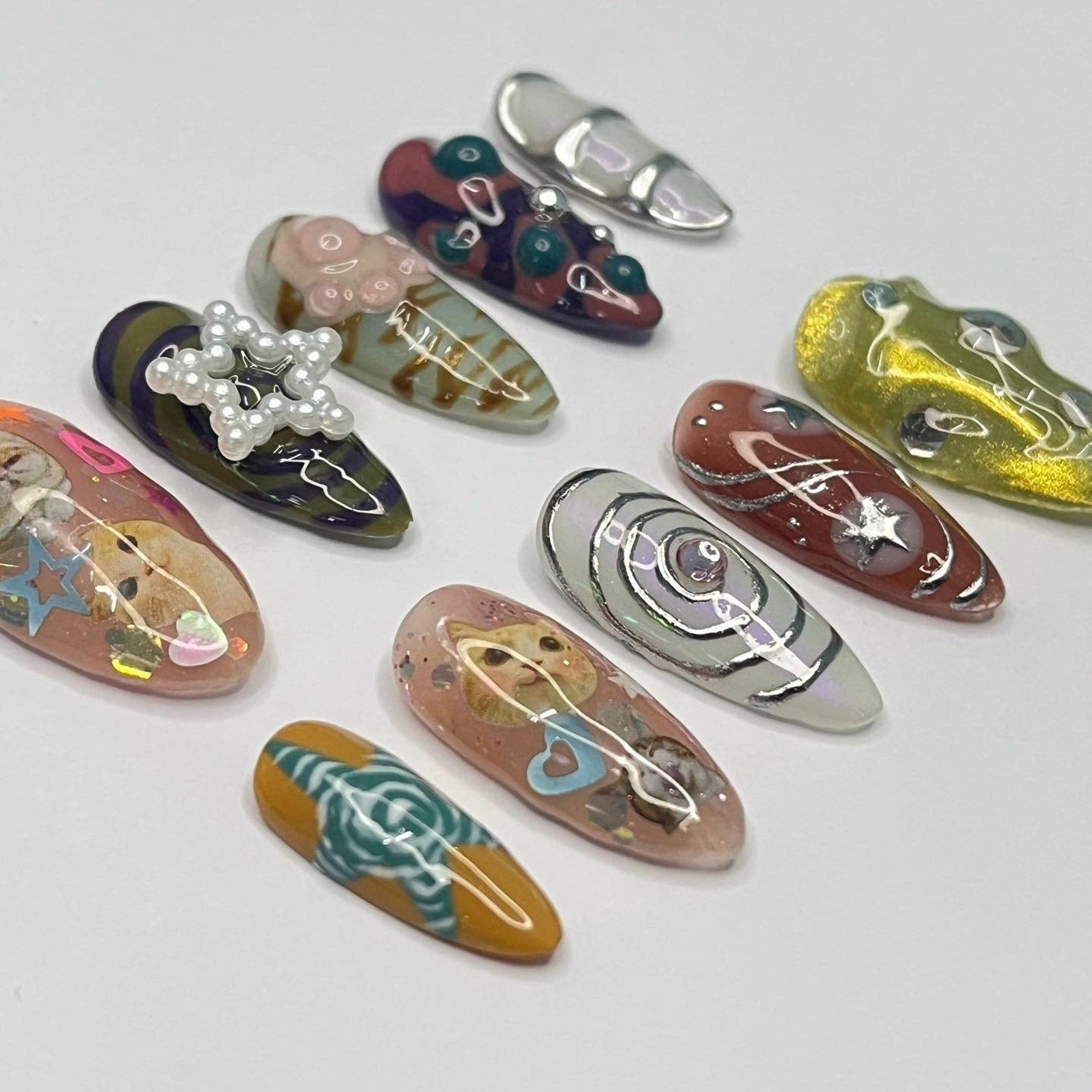 Cat Lover Handmade Press on nails - Summer Nails 
