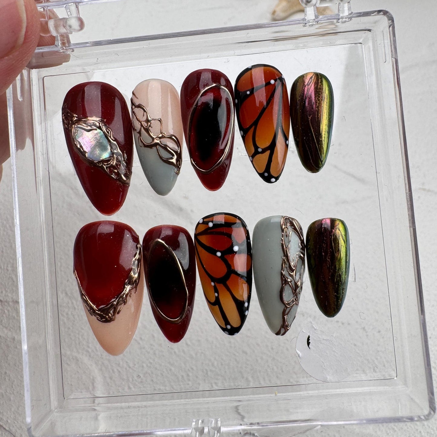 Cat eyes Summer Handmade Press on nails - Summer Nails