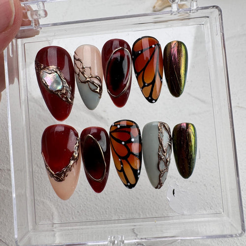 Cat eyes Summer Handmade Press on nails - Summer Nails