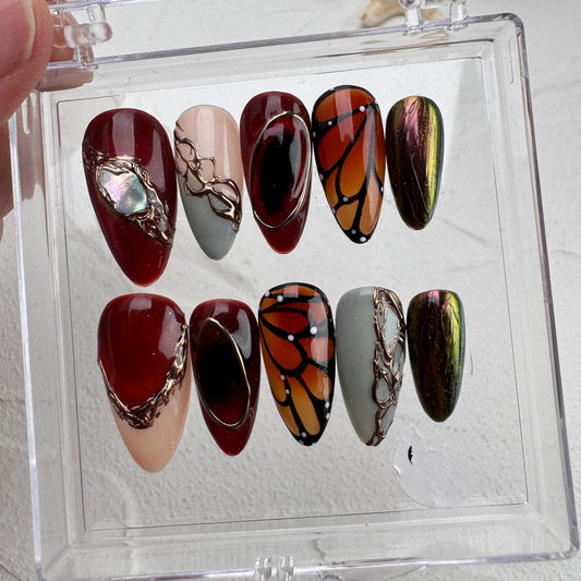 Cat eyes Summer Handmade Press on nails - Summer Nails