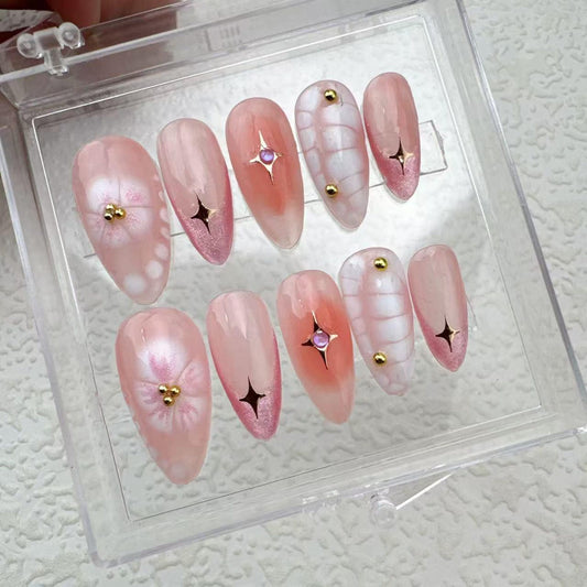 Cat's Eye Love Handmade Press on nails - Summer Nails