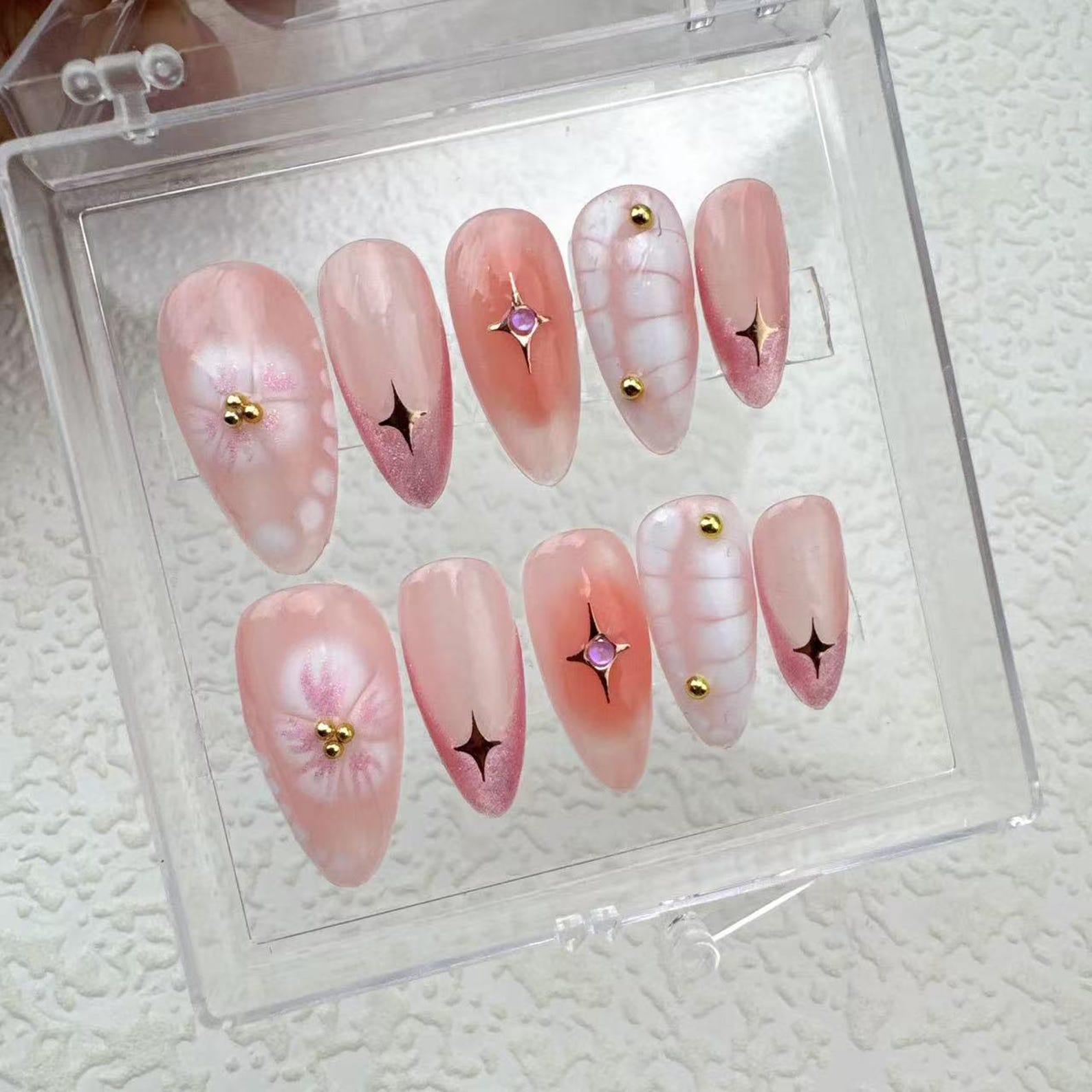 Cat's Eye Love Handmade Press on nails - Summer Nails