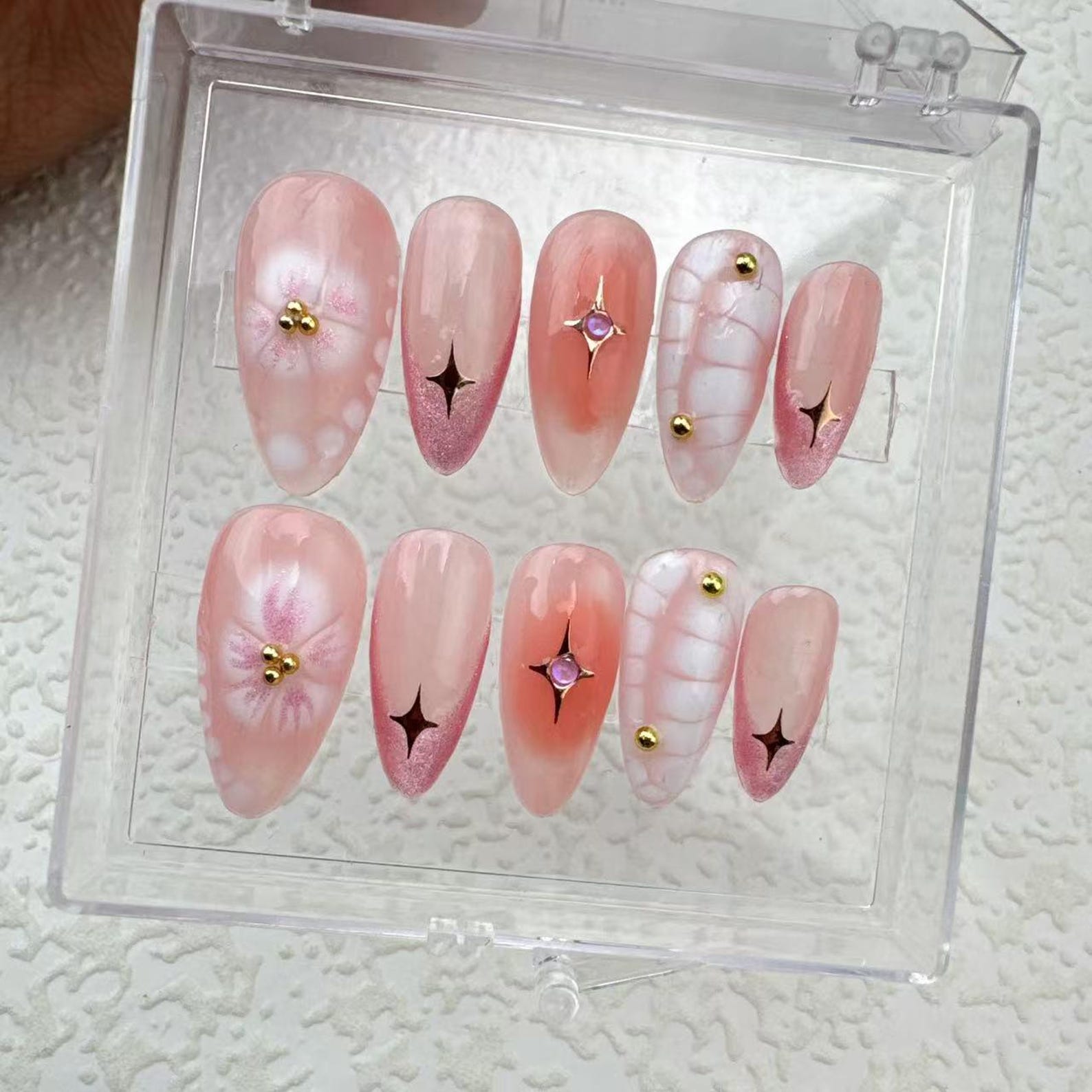 Cat's Eye Love Handmade Press on nails - Summer Nails