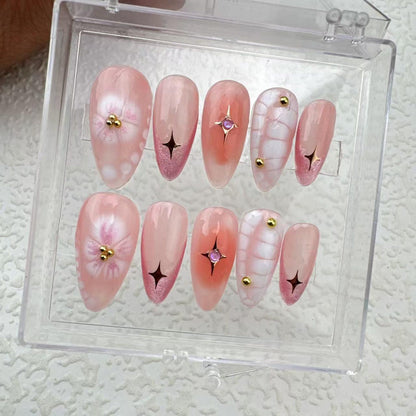 Cat's Eye Love Handmade Press on nails - Summer Nails