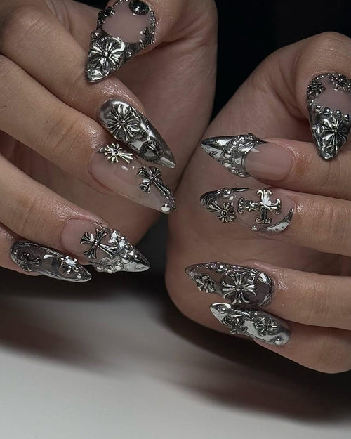 Chrome Gothic Handmade Press on nails - Summer Nails