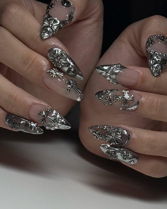 Chrome Gothic Handmade Press on nails - Summer Nails