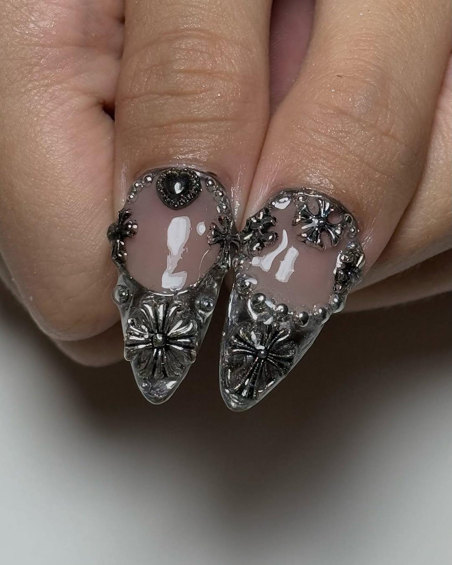 Chrome Gothic Handmade Press on nails - Summer Nails
