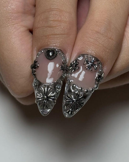 Chrome Gothic Handmade Press on nails - Summer Nails