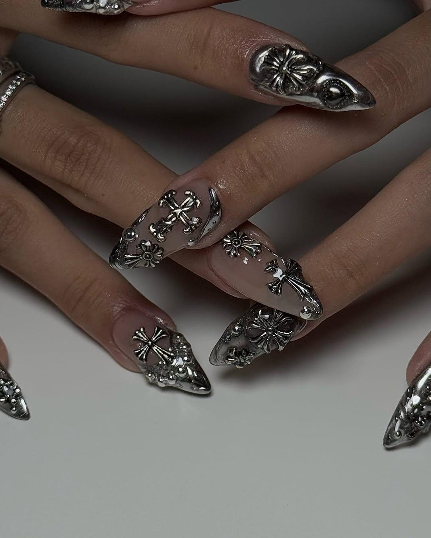 Chrome Gothic Handmade Press on nails - Summer Nails