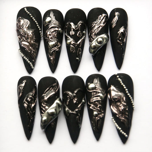 Dark Queen Handmade Press on nails - Summer Nails 