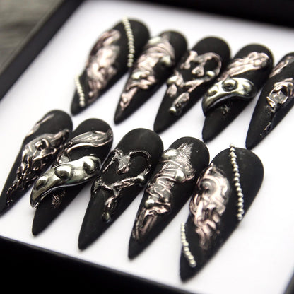 Dark Queen Handmade Press on nails - Summer Nails 