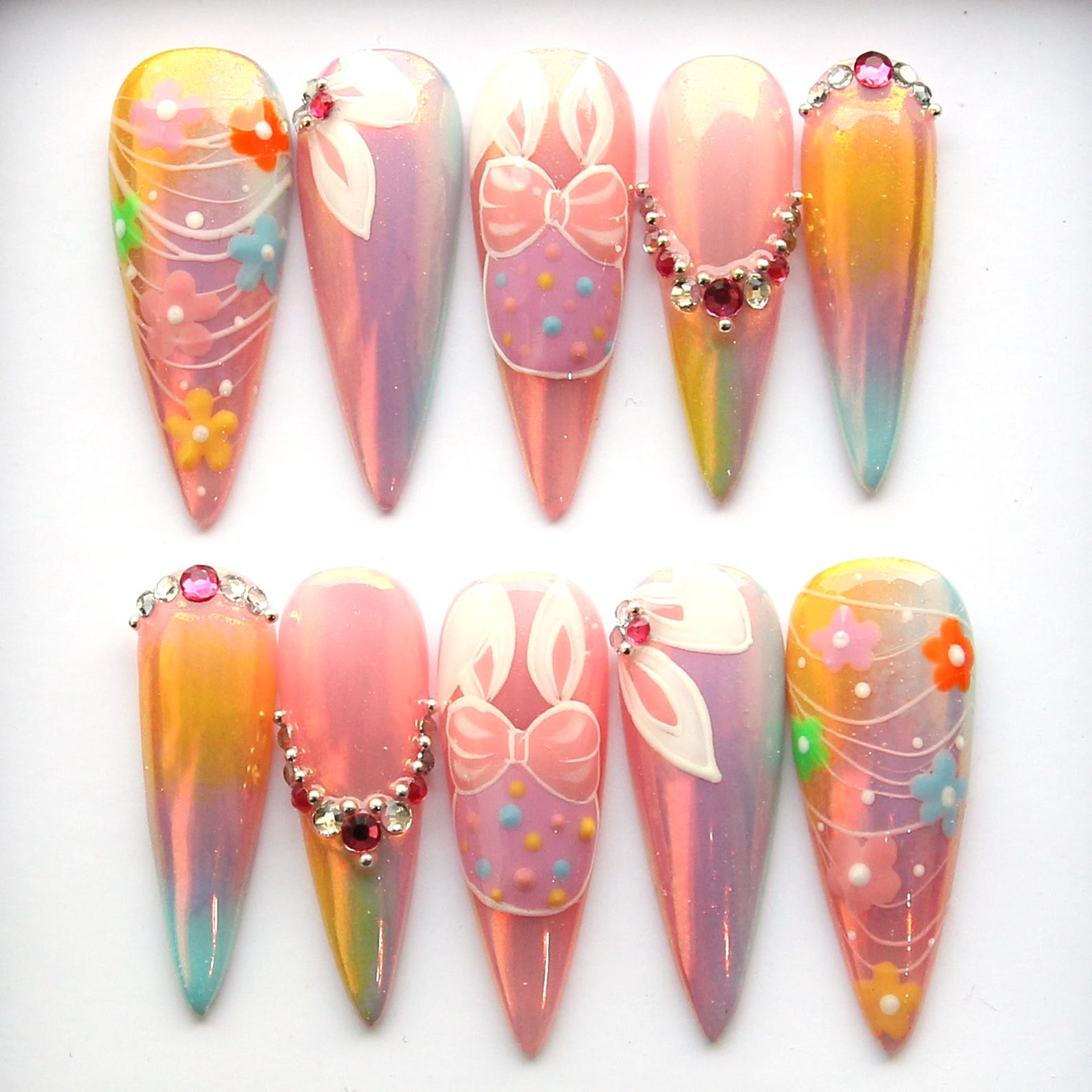 Easter Day Handmade Press on nails - Summer Nails