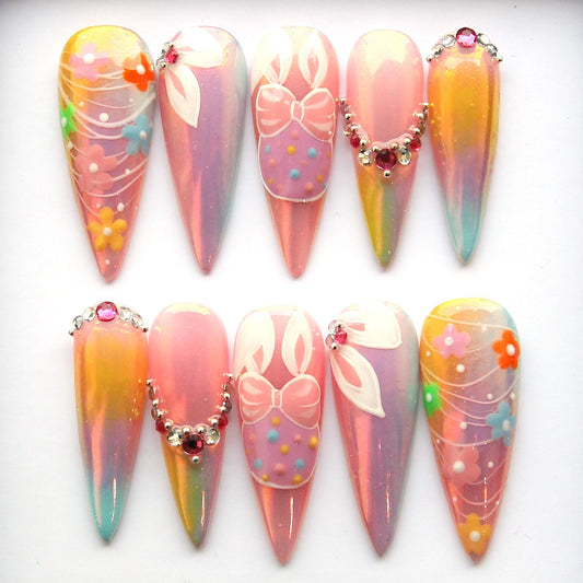Easter Day Handmade Press on nails - Summer Nails