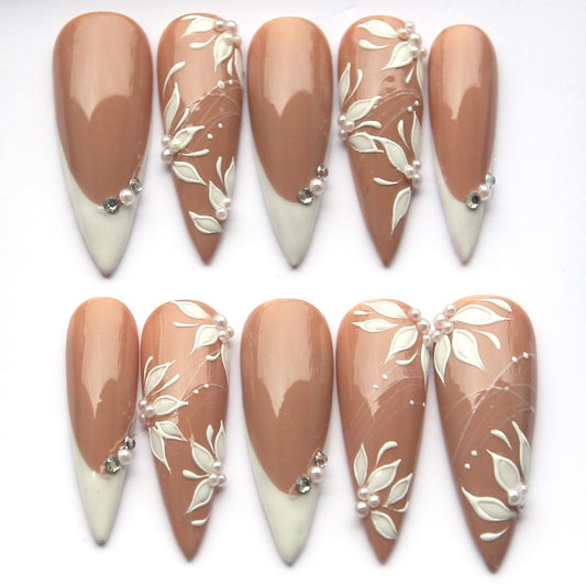 Elegant Bridal Handmade Press on nails - Summer Nails