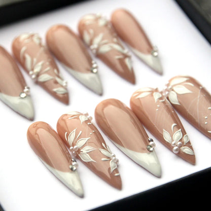 Elegant Bridal Handmade Press on nails - Summer Nails