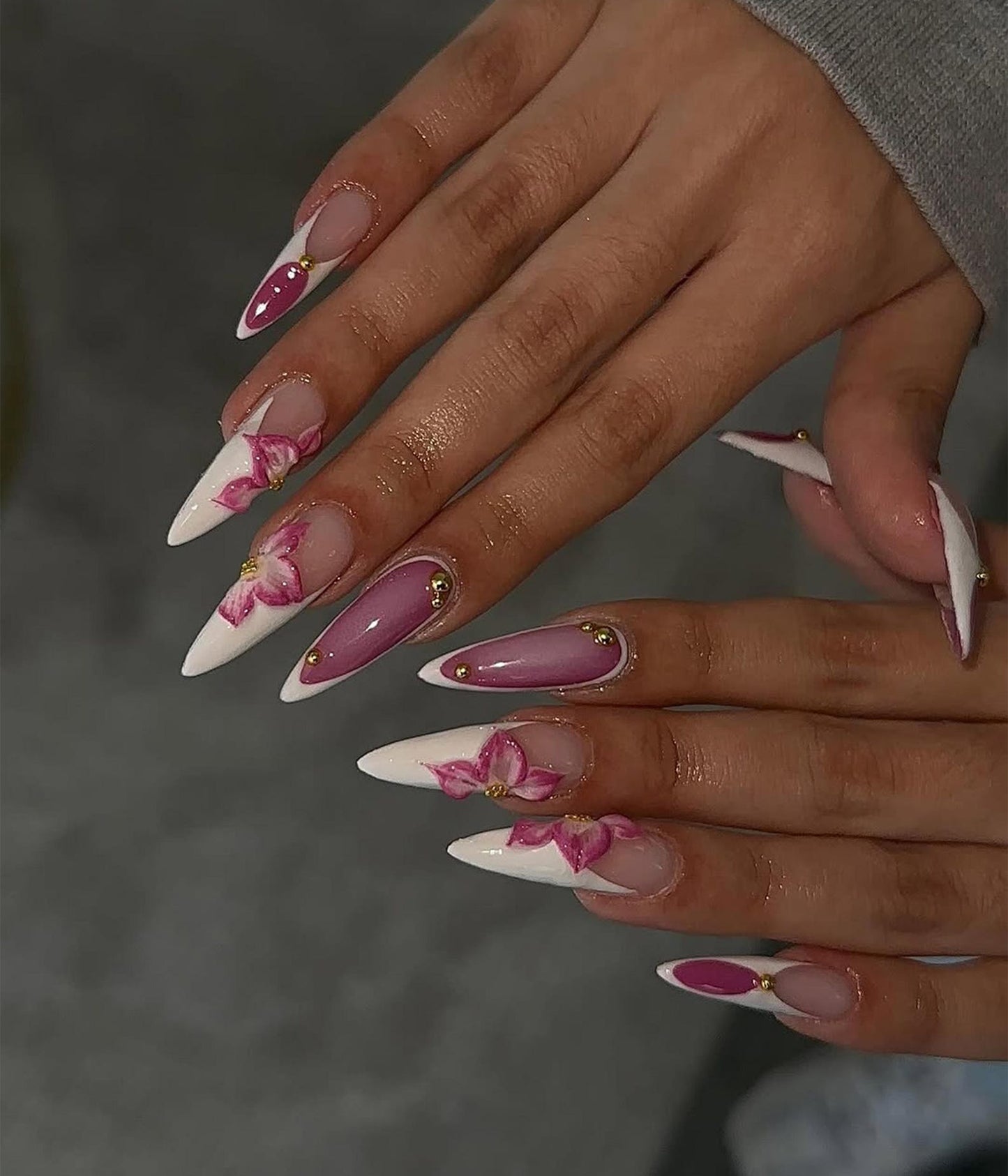 Elegant Orchid Bloom Handmade Press on nails - Summer Nails