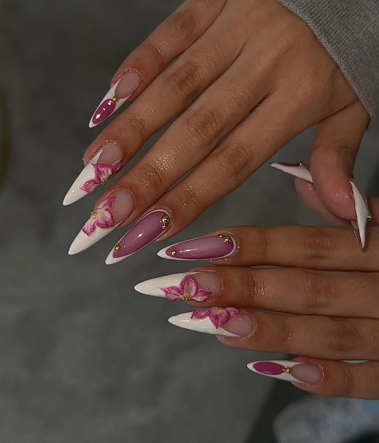 Elegant Orchid Bloom Handmade Press on nails - Summer Nails