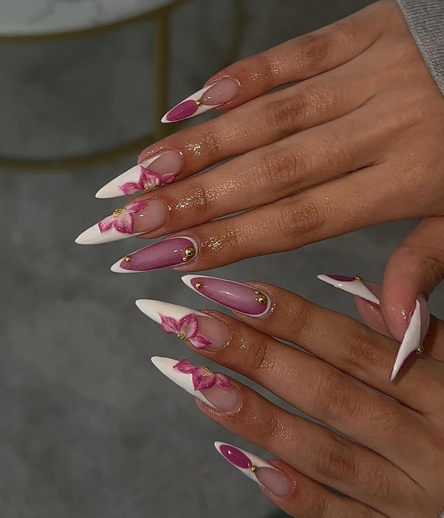 Elegant Orchid Bloom Handmade Press on nails - Summer Nails